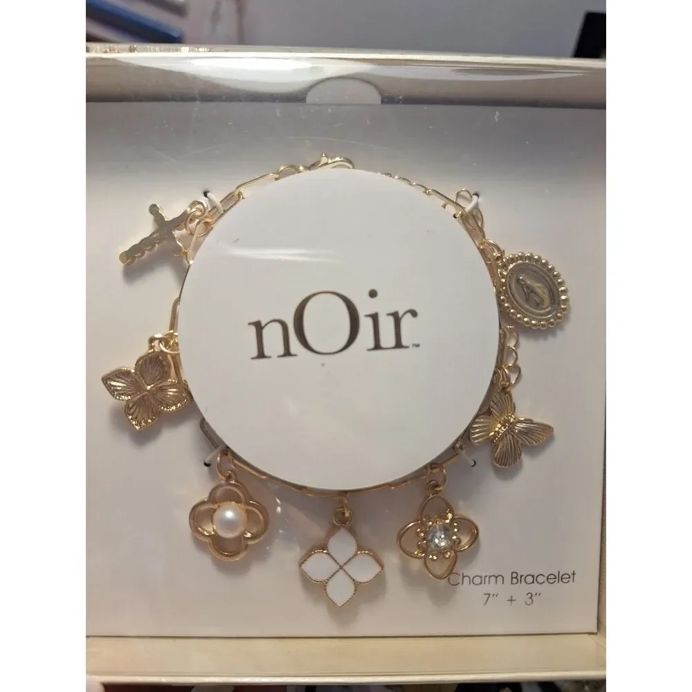 NWT nOir Gold Tone Charm Bracelet